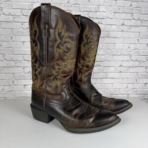 Justin Stampede Leather Western Boots #2551 Men's 10D Brown